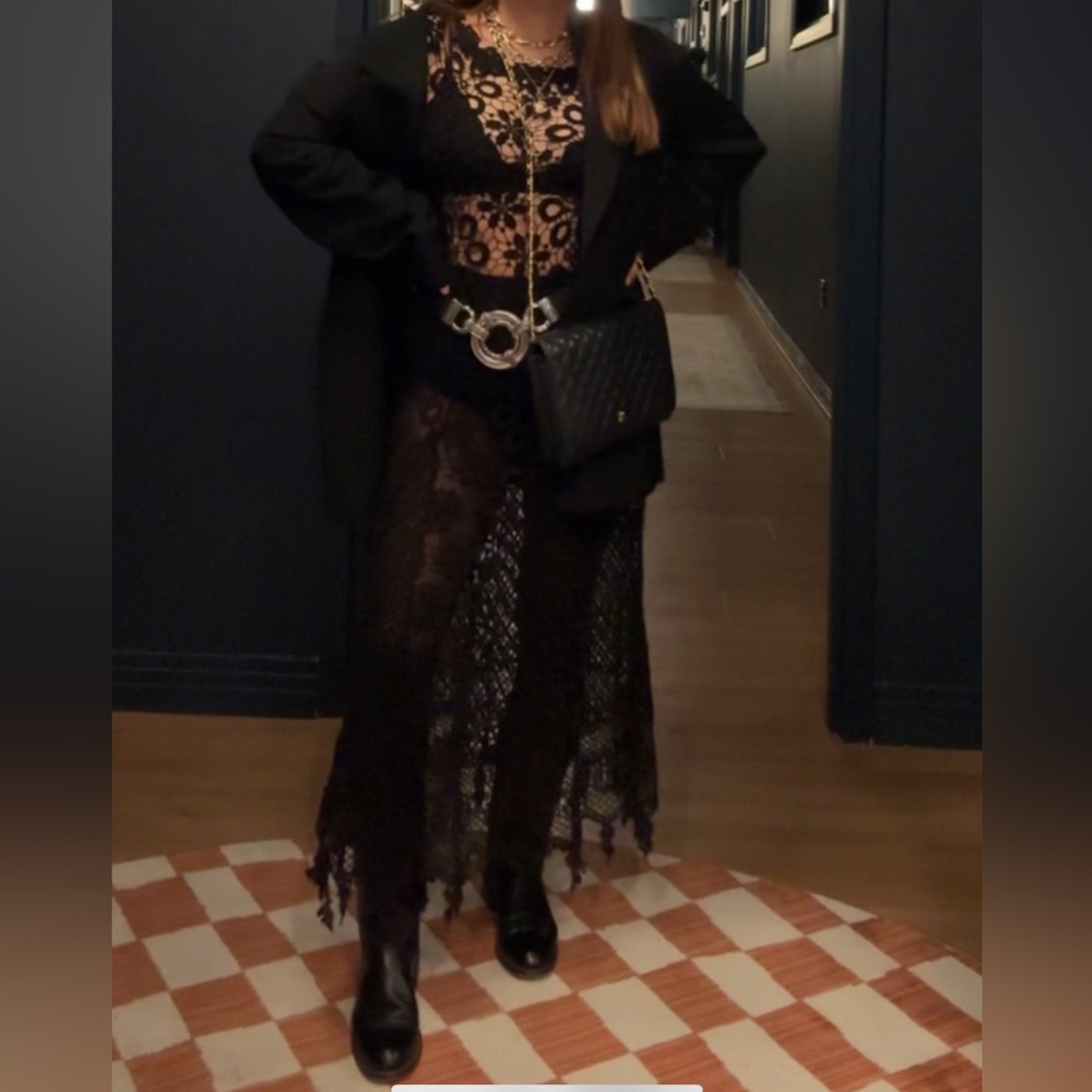Free People Black 3/4 Sleeve Gown